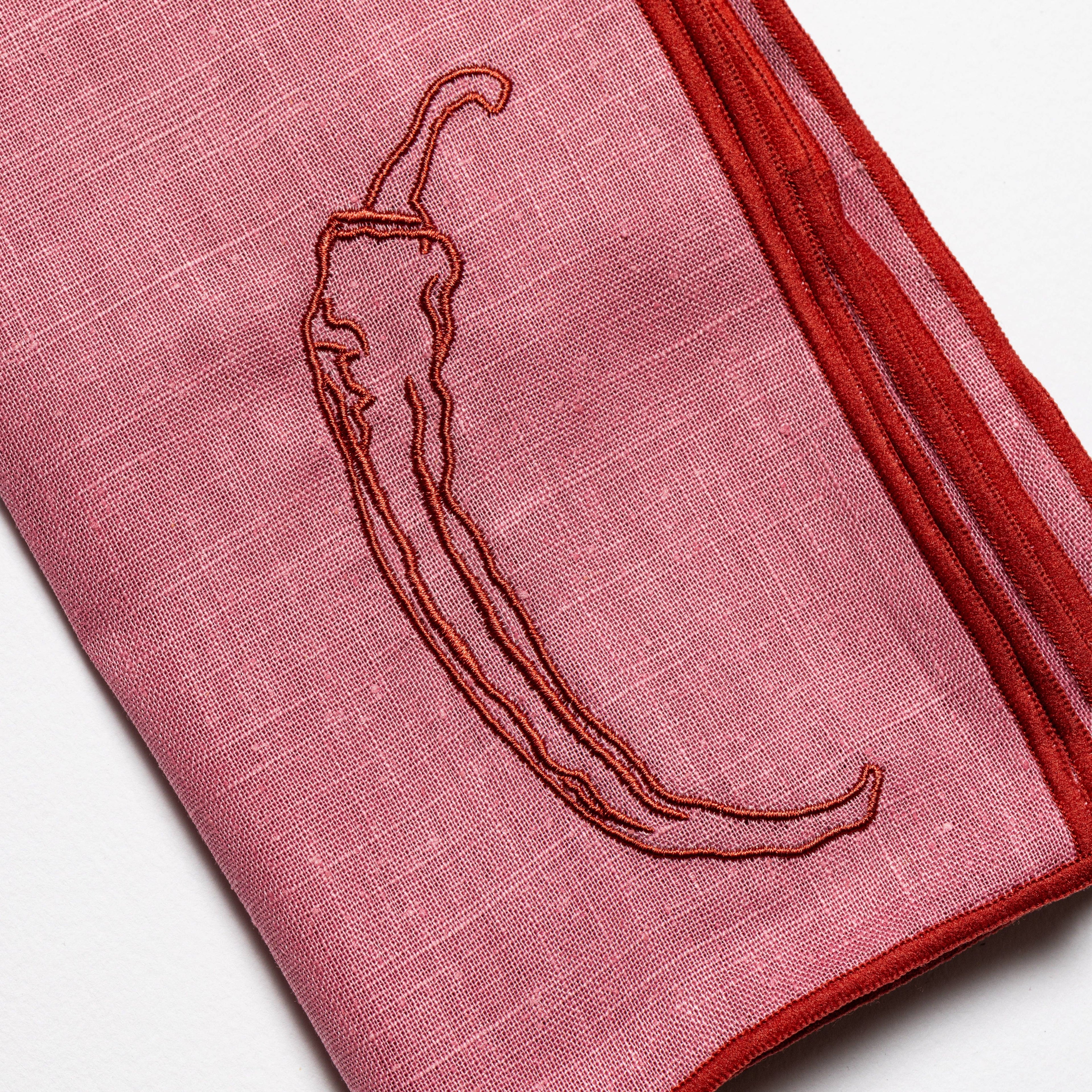 Linen Blend Napkins - Chilli (Set of 2)