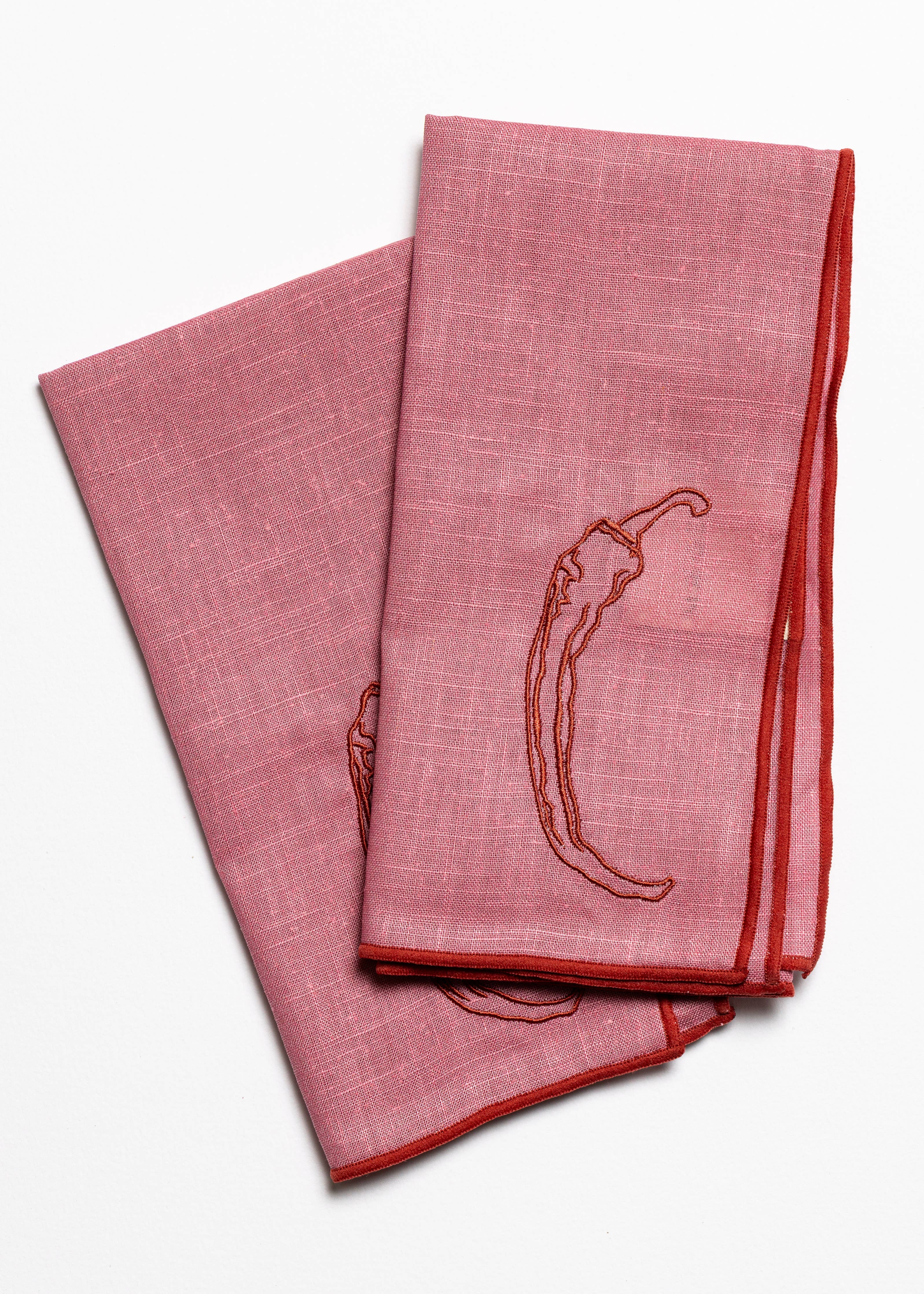 Linen Blend Napkins - Chilli (Set of 2)
