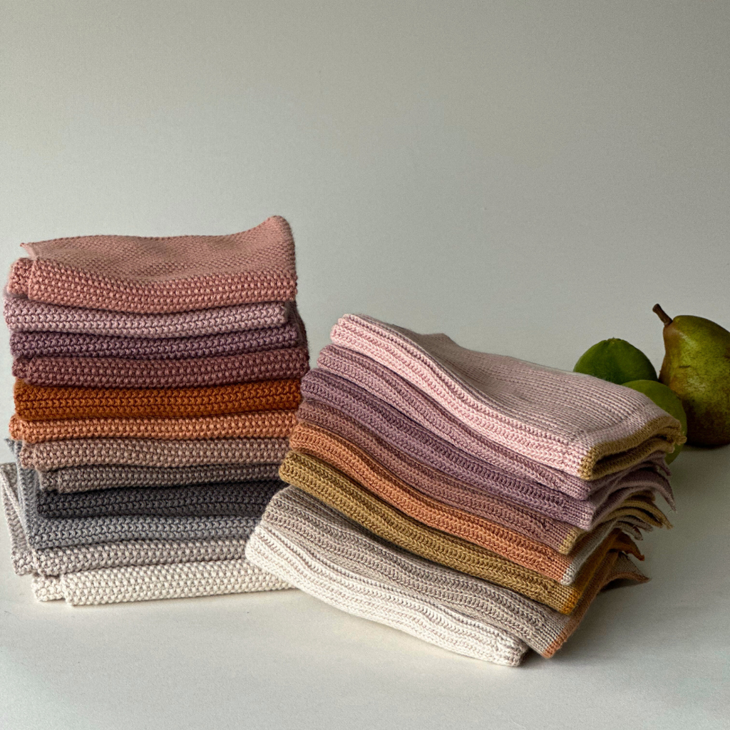 Knitted Dishcloths - Neutral Beige Mix - Set of 2