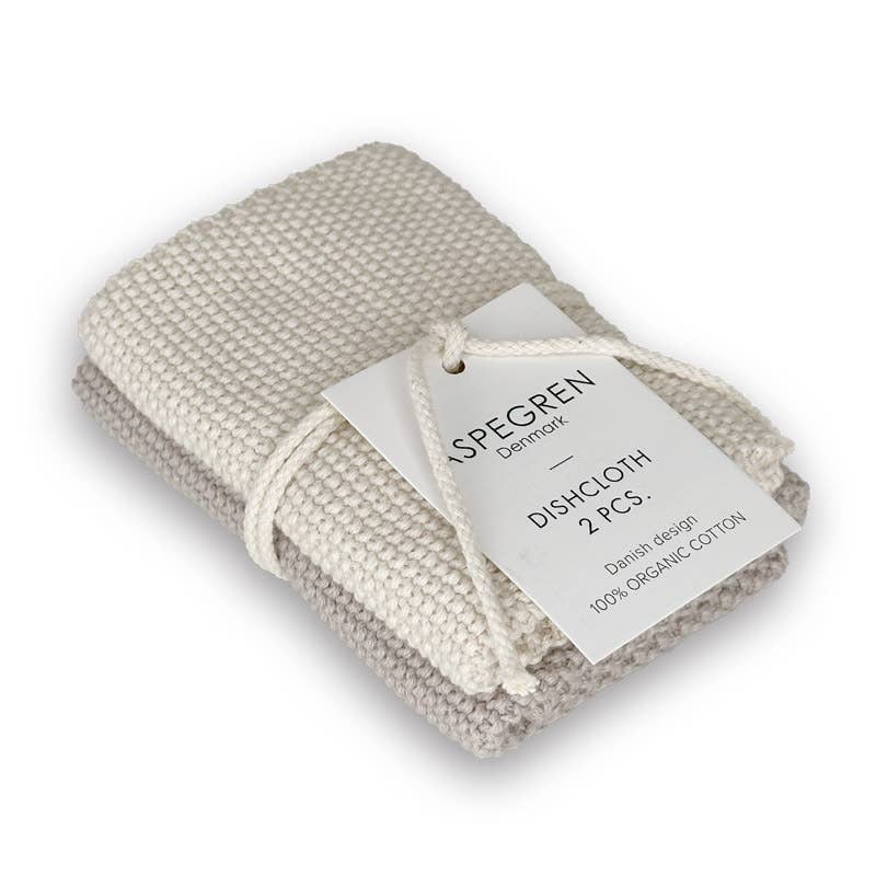 Knitted Dishcloths - Neutral Beige Mix - Set of 2