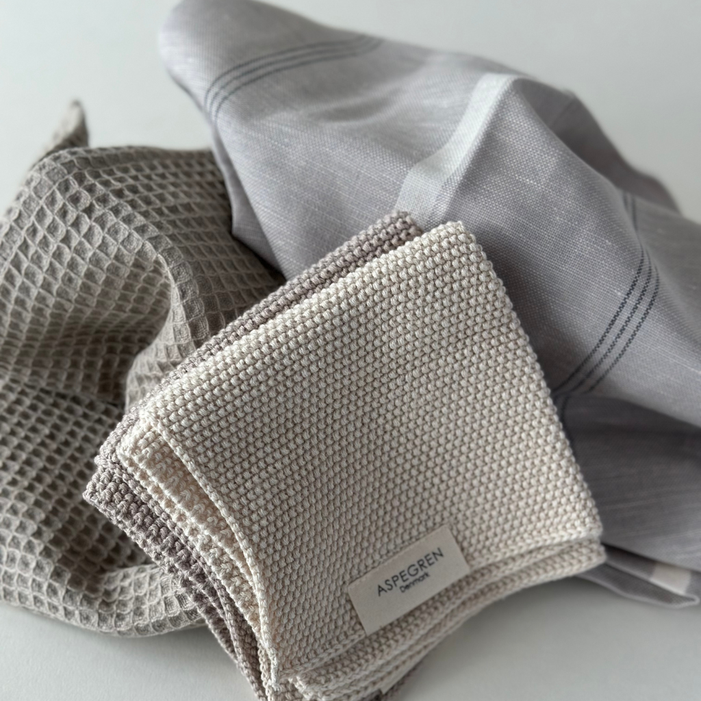 Knitted Dishcloths - Neutral Beige Mix - Set of 2