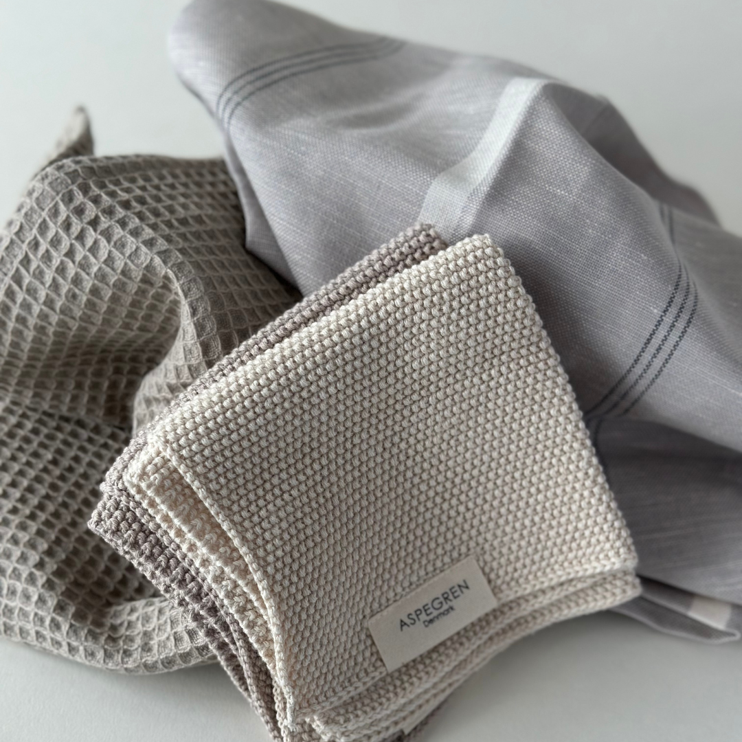 Knitted Dishcloths - Neutral Beige Mix - Set of 2