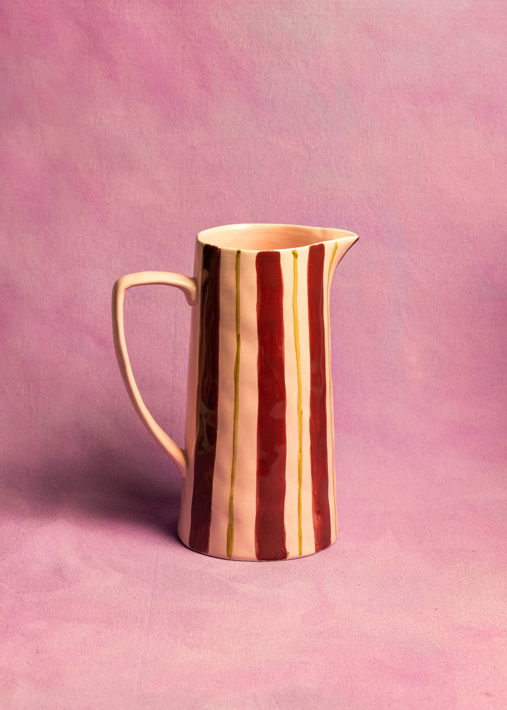 Large Pink and Burgundy Stripe Glaze Jug