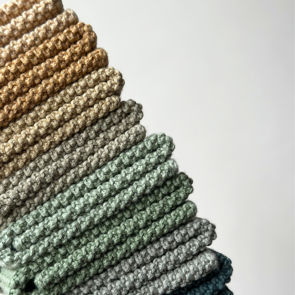 Knitted Dishcloths - Soft Green Mix - Set of 2