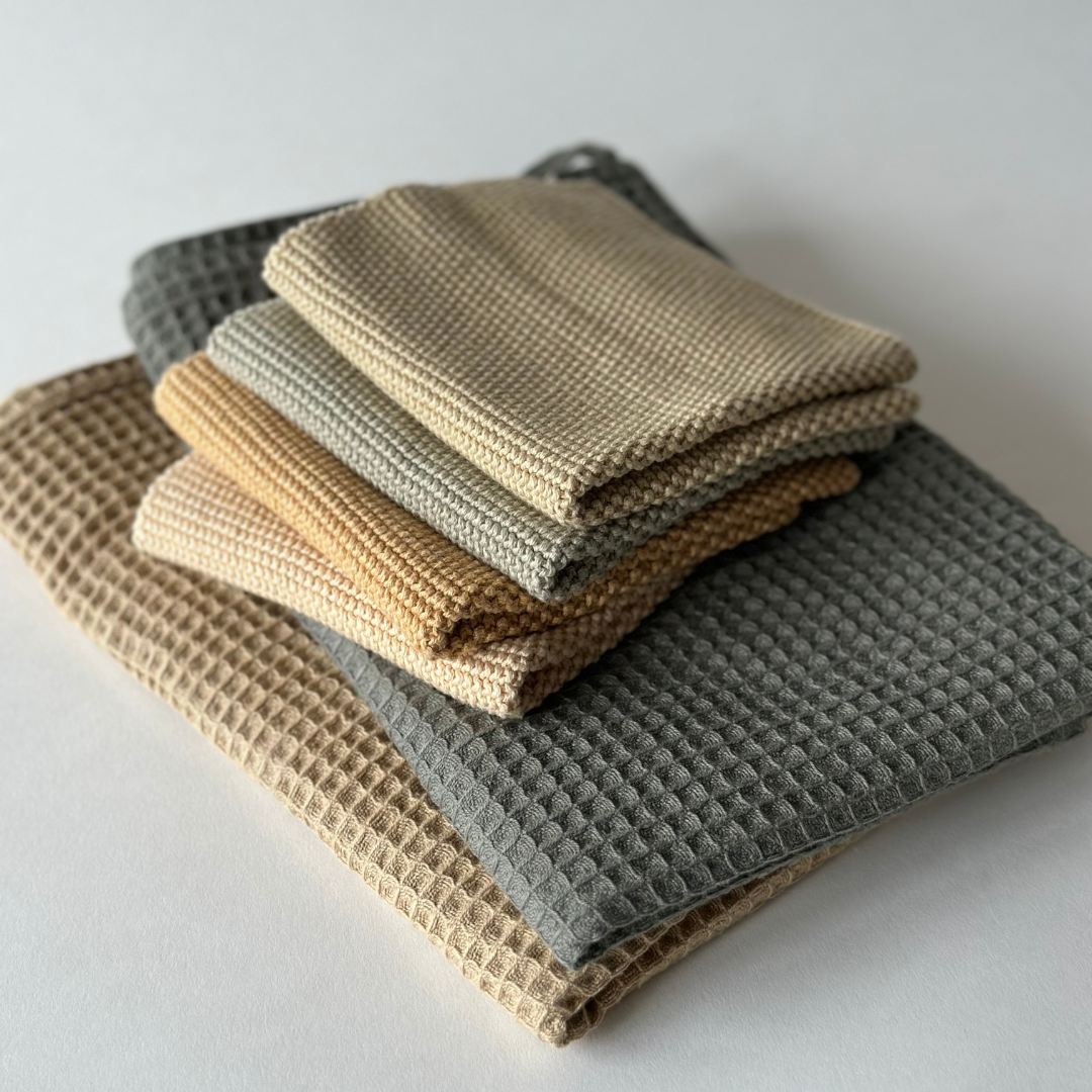 Knitted Dishcloths - Soft Green Mix - Set of 2
