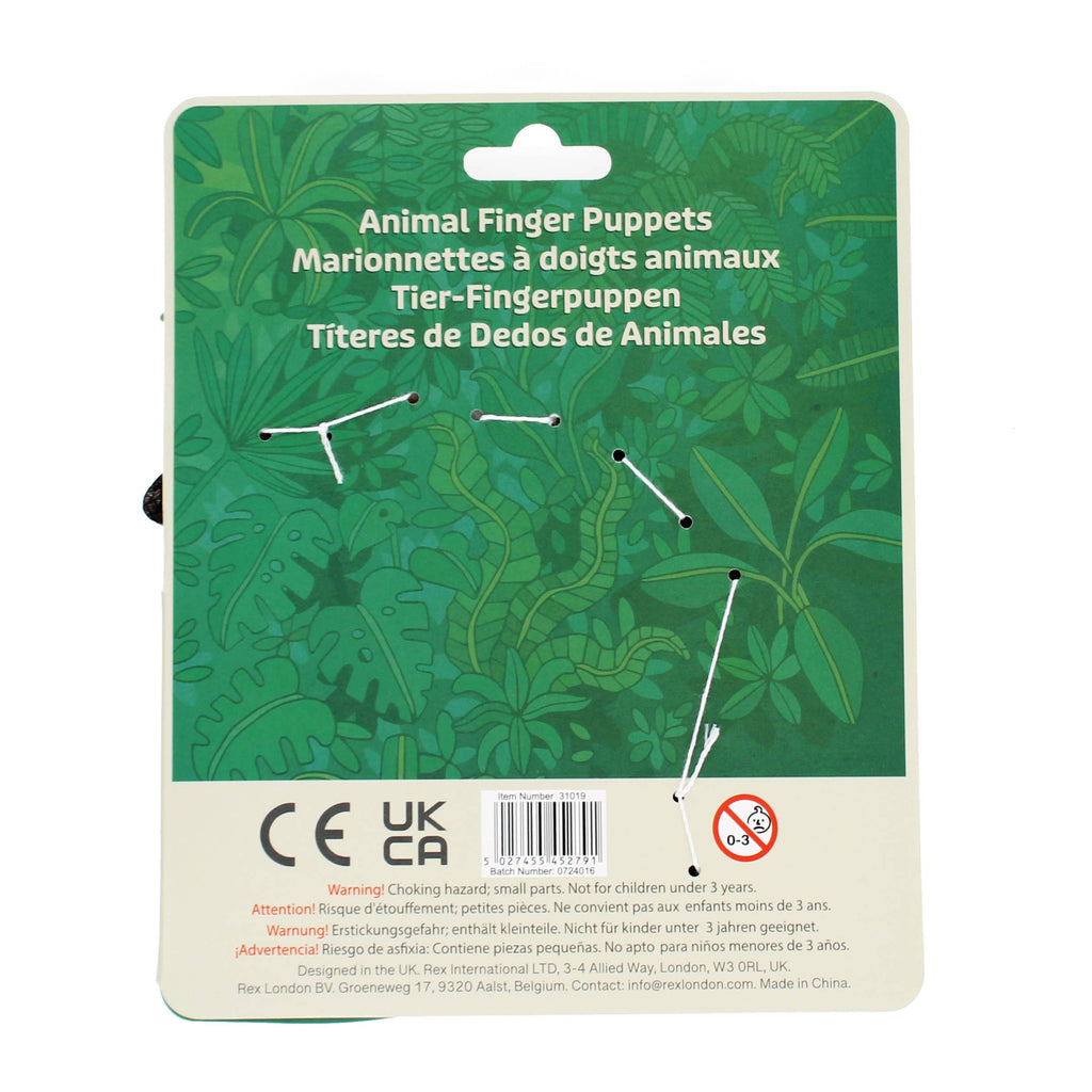 Safari Animal Finger Puppets - Set of 5